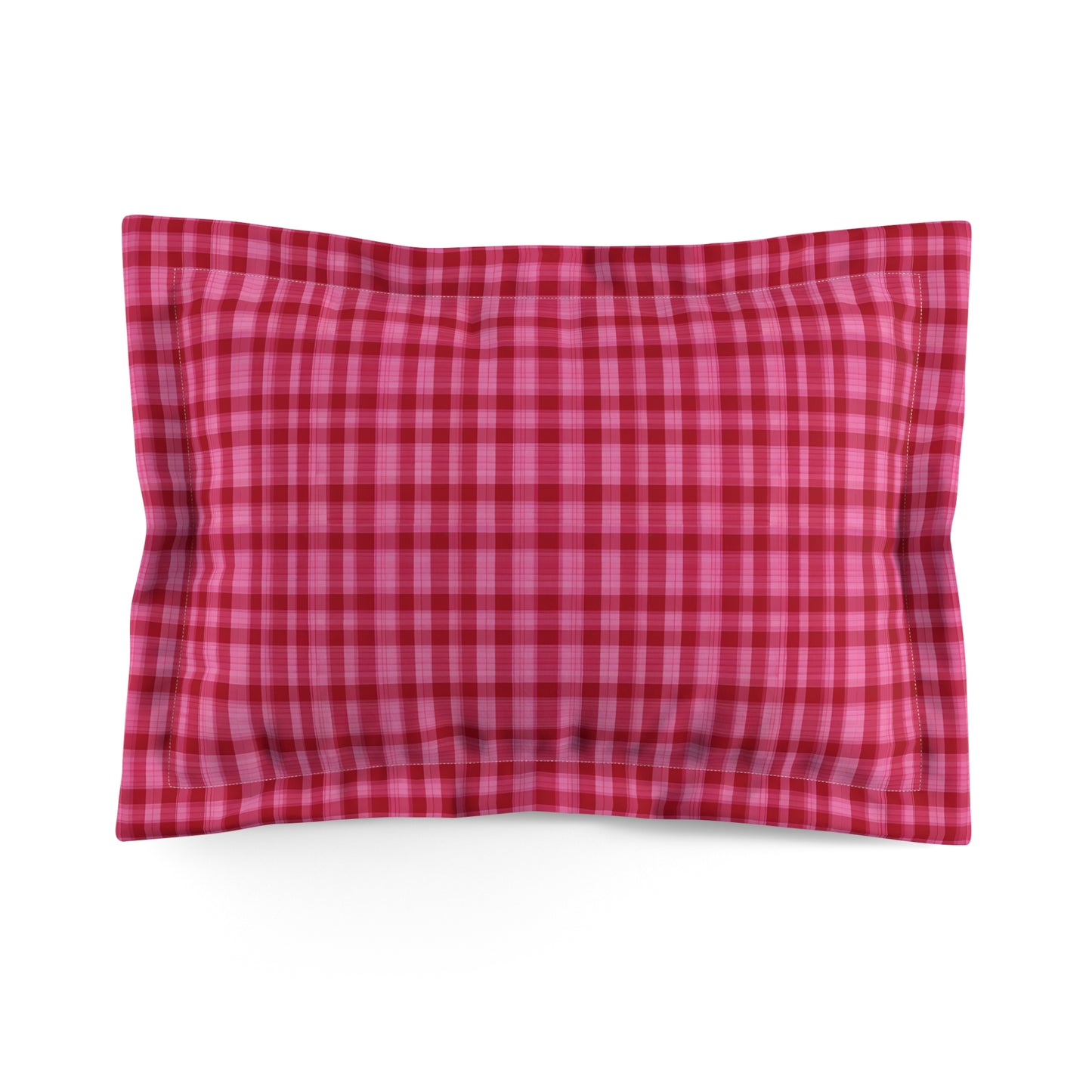 Pink And Red Tight Plaid Pillow Sham