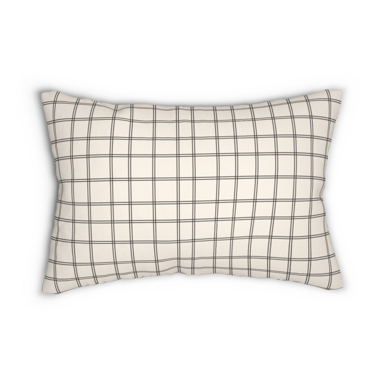 Cream And Black Check Lumbar Pillow