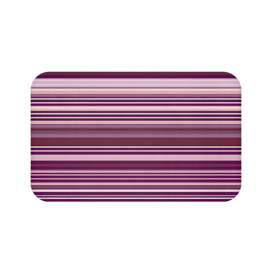 Deep Plum Purple Striped Bath Mat