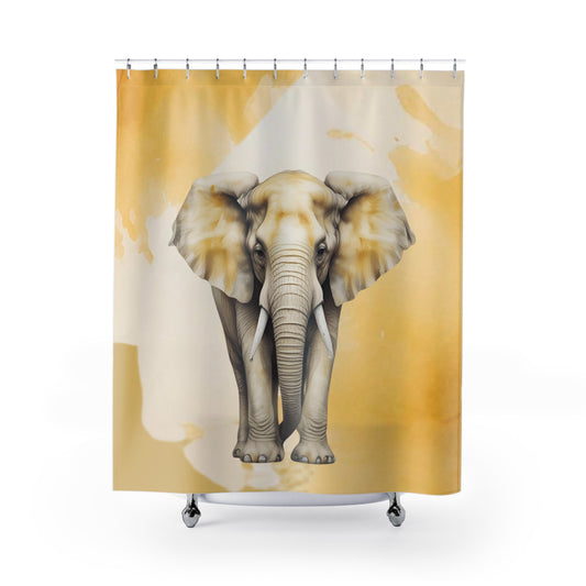 Ochre Golden Yellow Elephant Shower Curtain