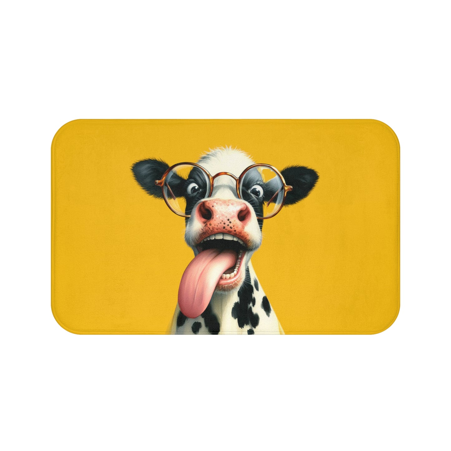 Fun Crazy Cow In Gold Bath Mat