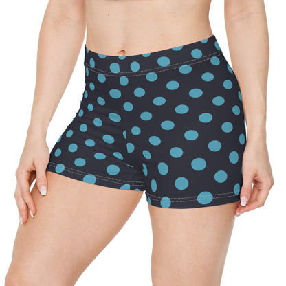 Blue Polka Dots On Dark Blue Cutie Booty Shorts