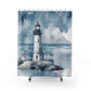 Blue White And Grey Lighthouse Shower Curtain