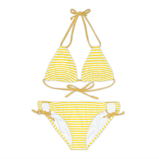 Yellow Stripe Two Piece Bikini Set