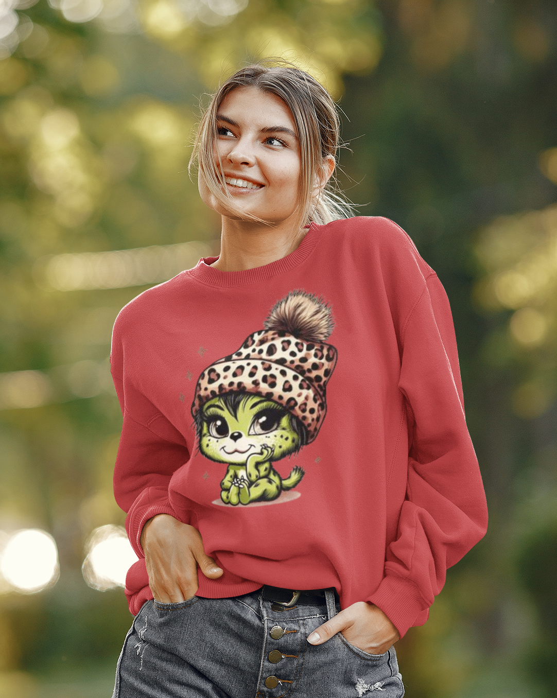 Christmas Vibes, Baby Grinchie, Heavy Blend™ Crewneck Sweatshirt (Available In Other Colors)