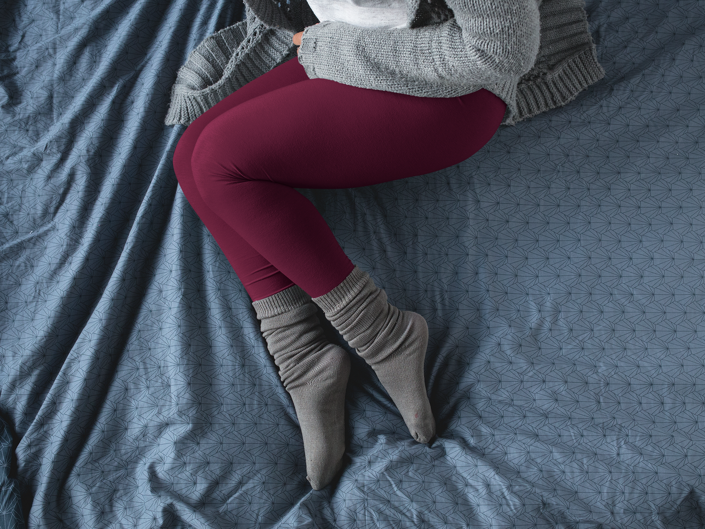 Maroon Solid Full-Length Leggings